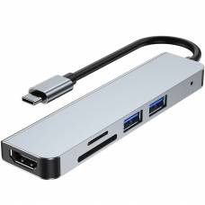 USB-хаб U&P BYL-2010N Type-C - HDMI / 2xUSB 3.0 / Card Reader Grey (BYL-2010N-GY)