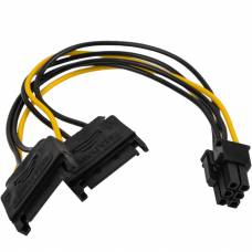 Кабель питания для видеокарт U&P  ATX 6 pin - 2 x SATA 15 pin 0.2 м Black/Yellow (WAZ-6-2S-BY)